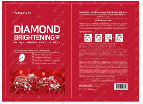 SOME BY MI Glow Luminous Ampoule Beauty Mask, Diamond Brightening, 10 Sheets, 25 Each